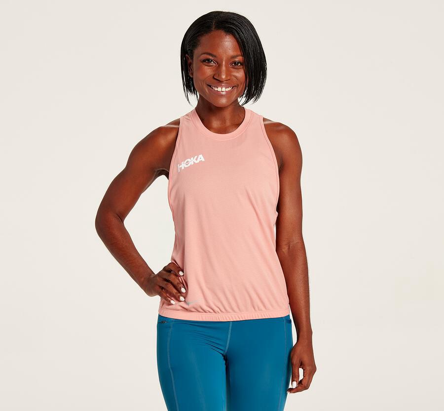 Top Hoka One One Feminino Rosa - Performance Utility Tank - 083-UZLFPN